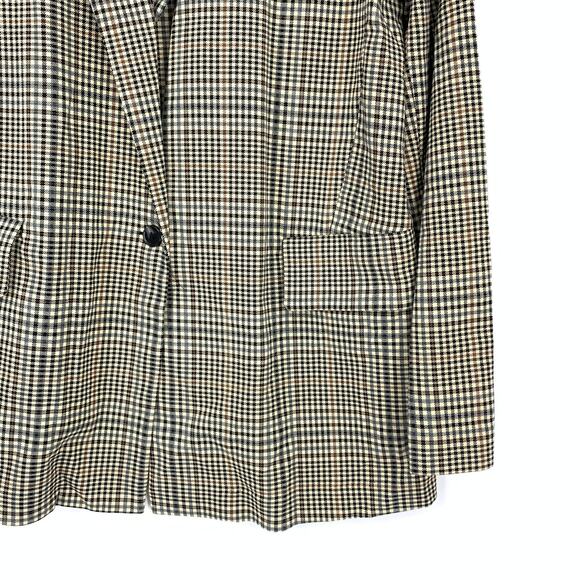 Urban Outfitters One Button Long Line Blazer Jacket Womens Sz M Tan Black Plaid - Picture 4 of 7